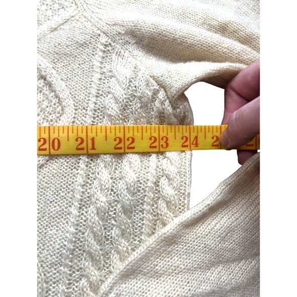Woolrich Cable Knit Sweater Fisherman XL Ivory Wool Mohair GORP Cozy - Picture 4 of 7